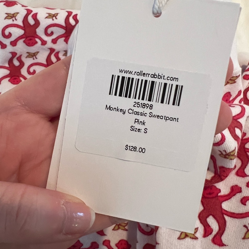 Roller Rabbit Monkey Classic Sweatpants Pink NWT Size Small - Picture 3 of 3